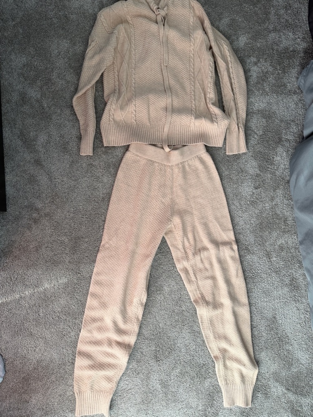 Mazik Cream Knit Track Pants & Hoodie Set